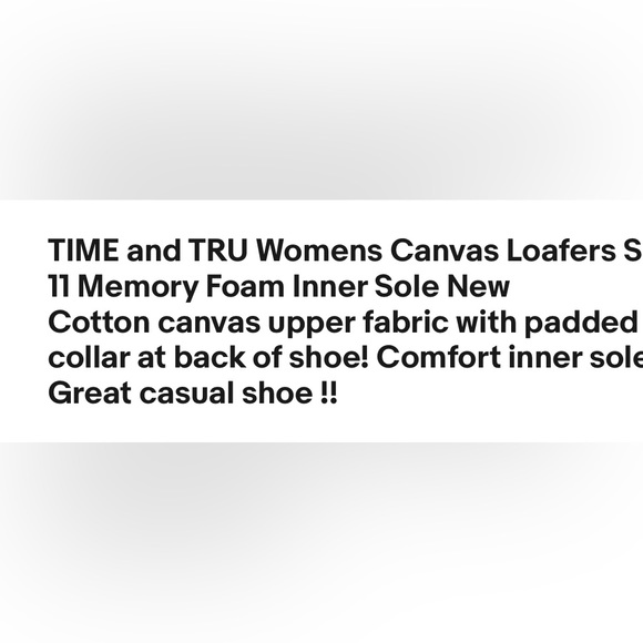 TIME and TRU Womens Canvas Loafers Size 11 Memory Foam Inner Sole New - Picture 8 of 8